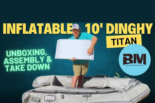 Inflatable dinghy featured in Discover the Beyond Marina 10ft Titan Inflatable article.