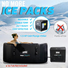 Black inflatable ice tub with 0.5 HP ice bath chiller and WiFi control