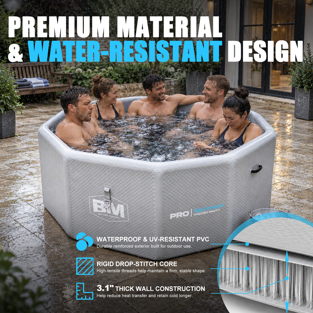 660-Gallon 8–10 Person Octagonal Inflatable Cold Plunge Tub - BEYOND MARINA