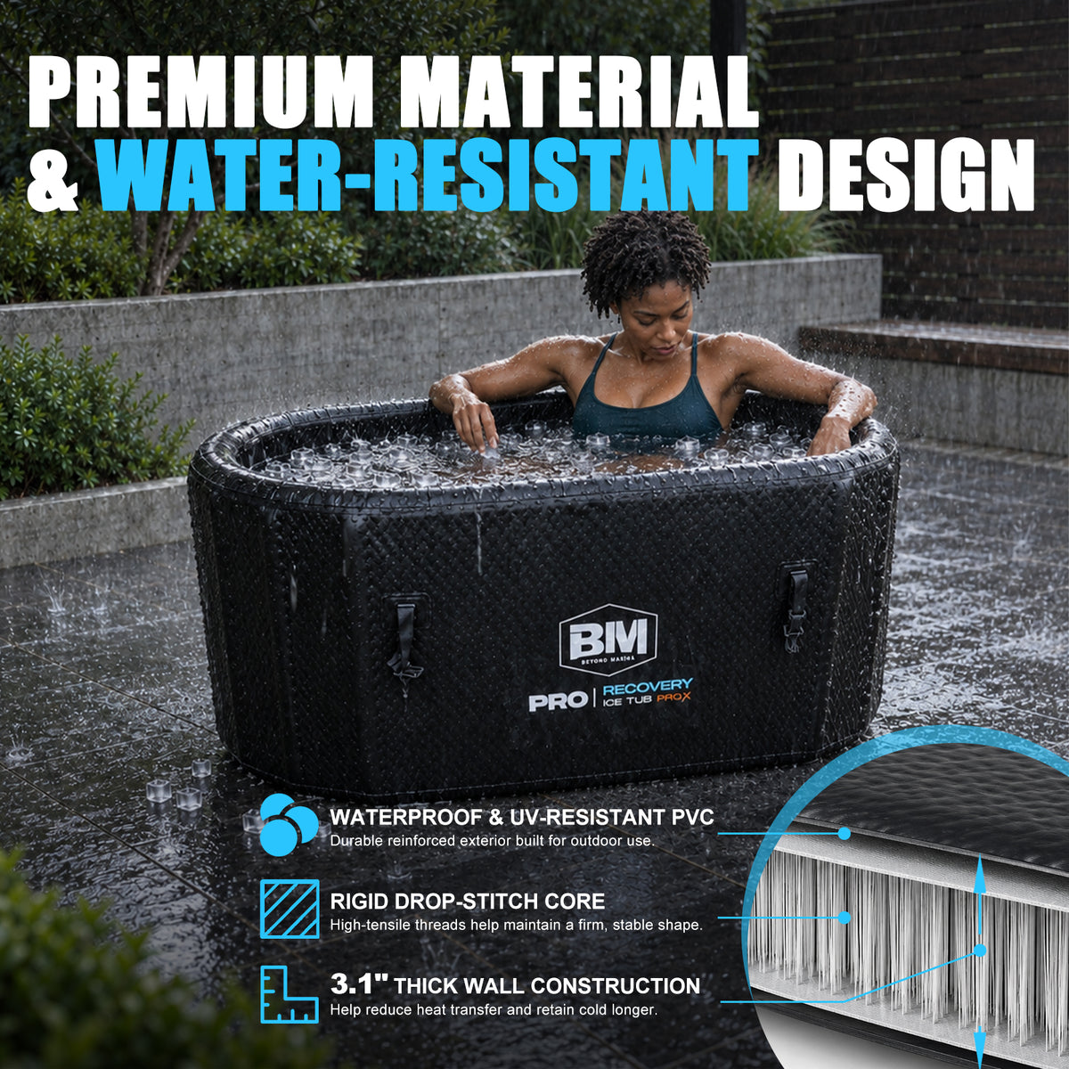 150-Gallon 1–2 Person Oval Inflatable Cold Plunge Tub - BEYOND MARINA