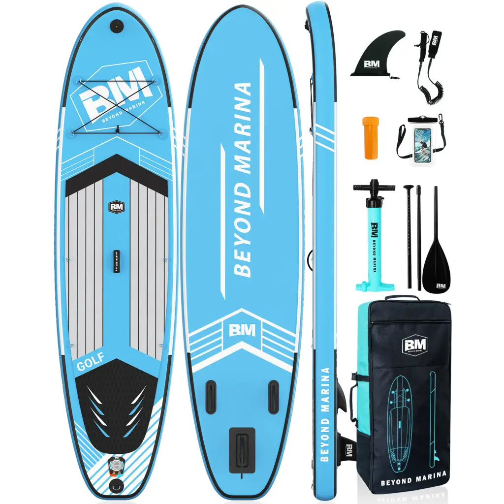 Blue paddle board package with bag and paddles - 10’6 All Round Explorer Inflatable Paddle Board