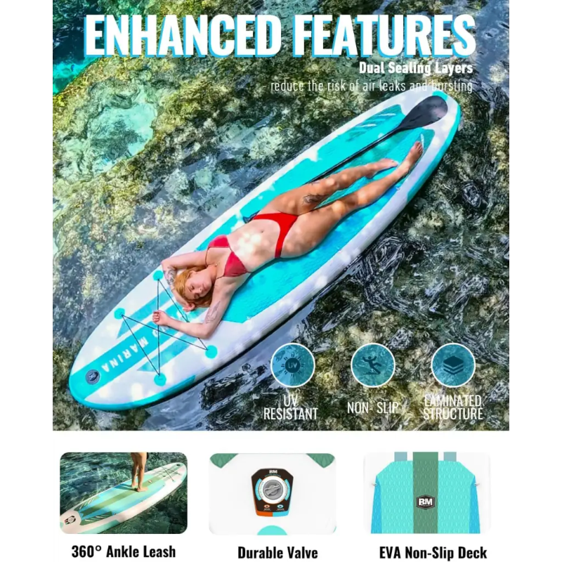 Inflatable paddle board with enhanced features from 10’6 Inflatable Paddle Board Classic EPIC isup
