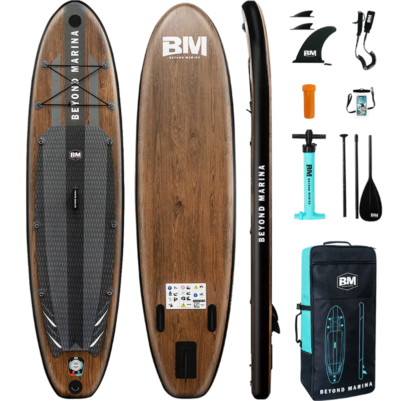 Inflatable Paddle Board ISUP with Accessories for 10’6’’ Paddle Board Elegant Wooden