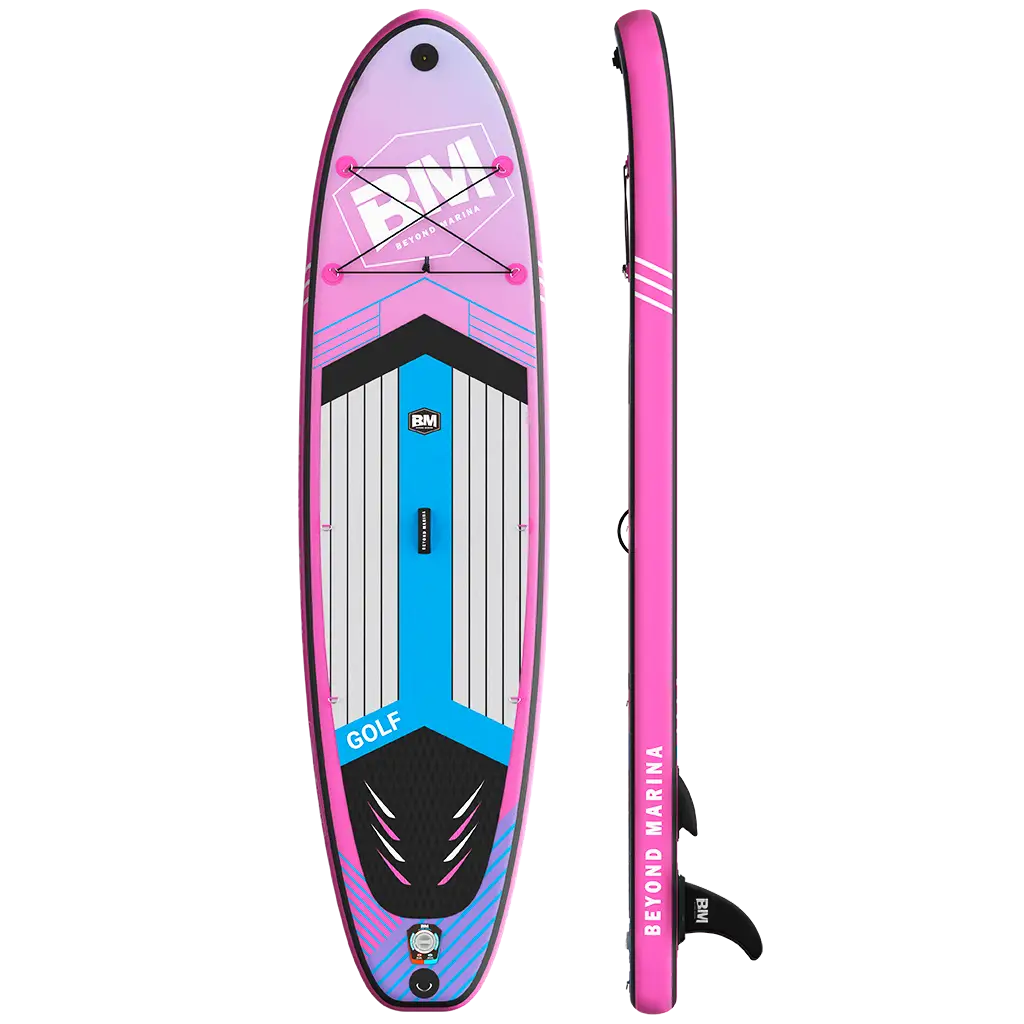Inflatable paddle board in pink and blue color - 10’6’ All-round SUP Board Package Golf Series