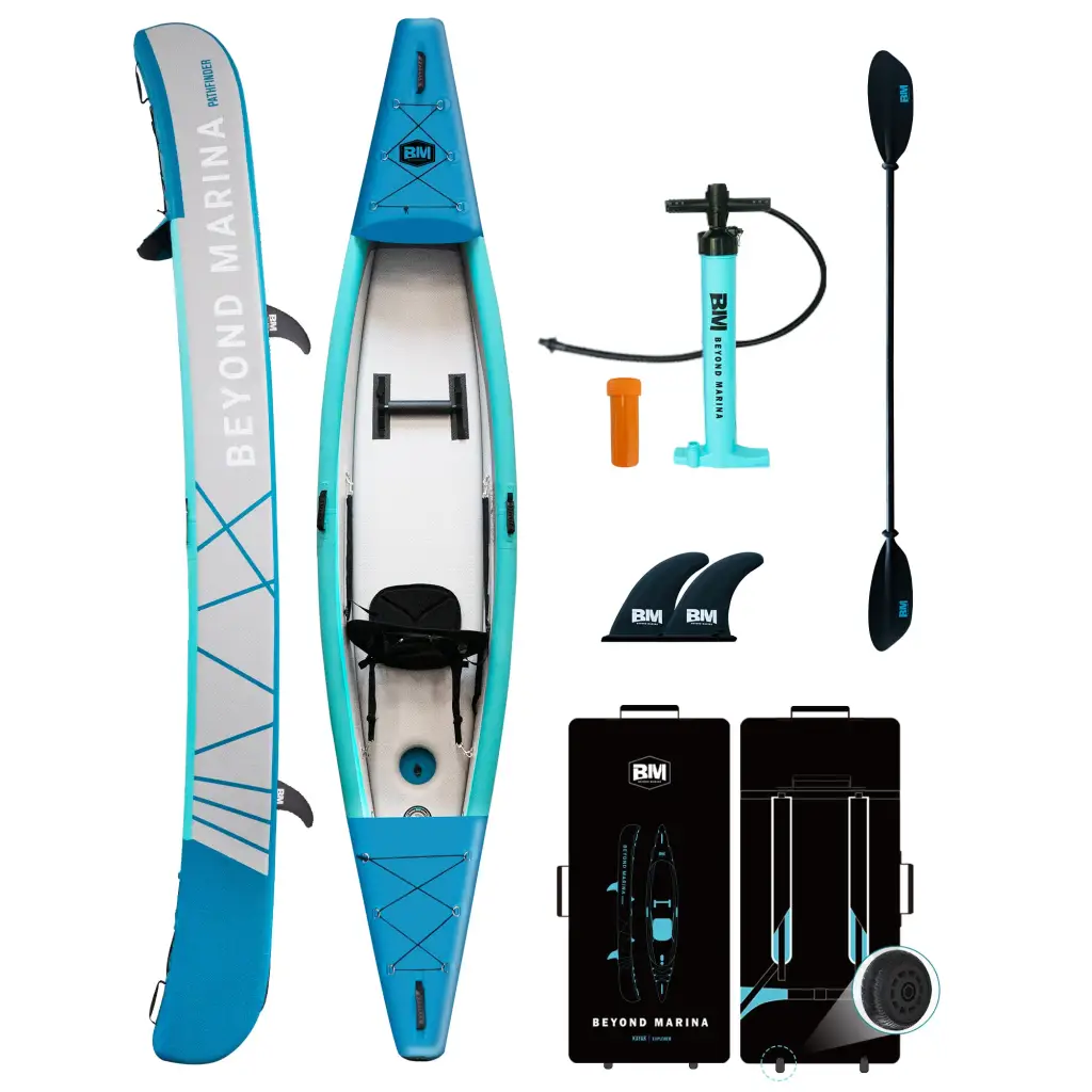 2019 Beyond Marina 12’5 Inflatable Drop Stitch Kayak with Blue Hull