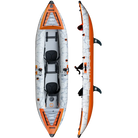 Orange and white 12’6 inflatable tandem kayak with drop-stitch floor