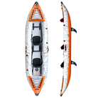 Orange and white 12’6 inflatable tandem kayak with drop-stitch floor