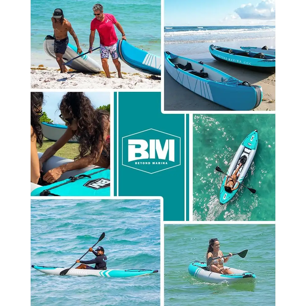 Beyond Marina ADVENTUREX 12’4’ Inflatable Kayak with High Pressure Drop Stitch Tri Chamber Construction