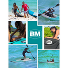 Teal and white inflatable tandem kayak with black logo detailing