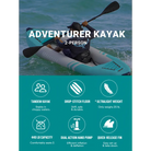 Teal and gray inflatable tandem kayak with two seats and black paddle