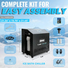 1HP Ice Bath Chiller with black BM1 unit, white filter, vents, and casters