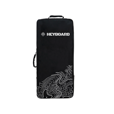 Black backpack with 'HEYBOARD' branding on a white background
