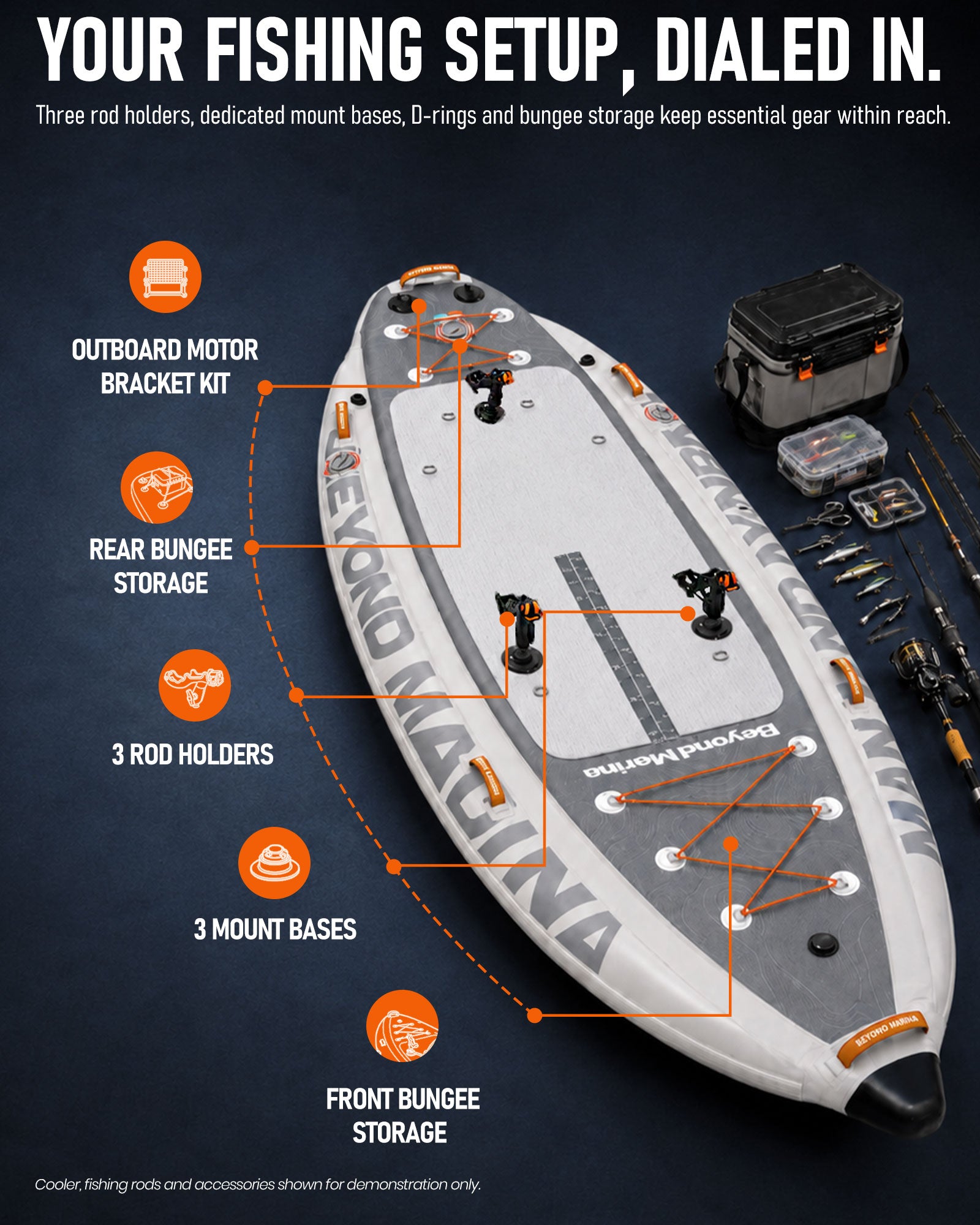 Beyond Marina Inflatable Fishing SUP Platform with Rod Holders, 10'8"x47" - BEYOND MARINA