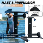 5’4 Cruiser eFoil AquaGlide electric hydrofoil board with black paddleboard mast and propeller