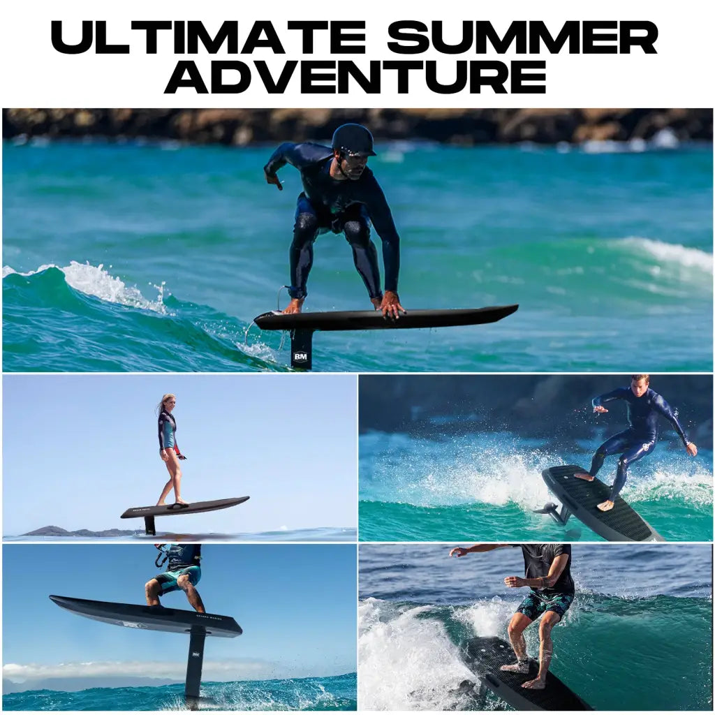 Hydrofoil surfing montage on the 5’4 CRUISER EFOIL AquaGlide electric hydrofoil board