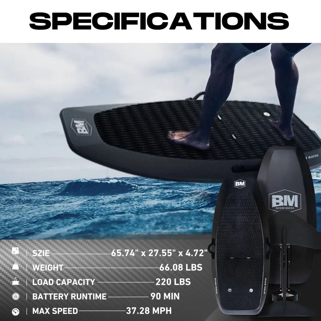 Electric hydrofoil specifications for AquaGlide 5’4 CRUISER EFOIL hydrofoil board