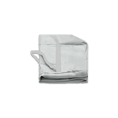 Folded light gray bag on a white background