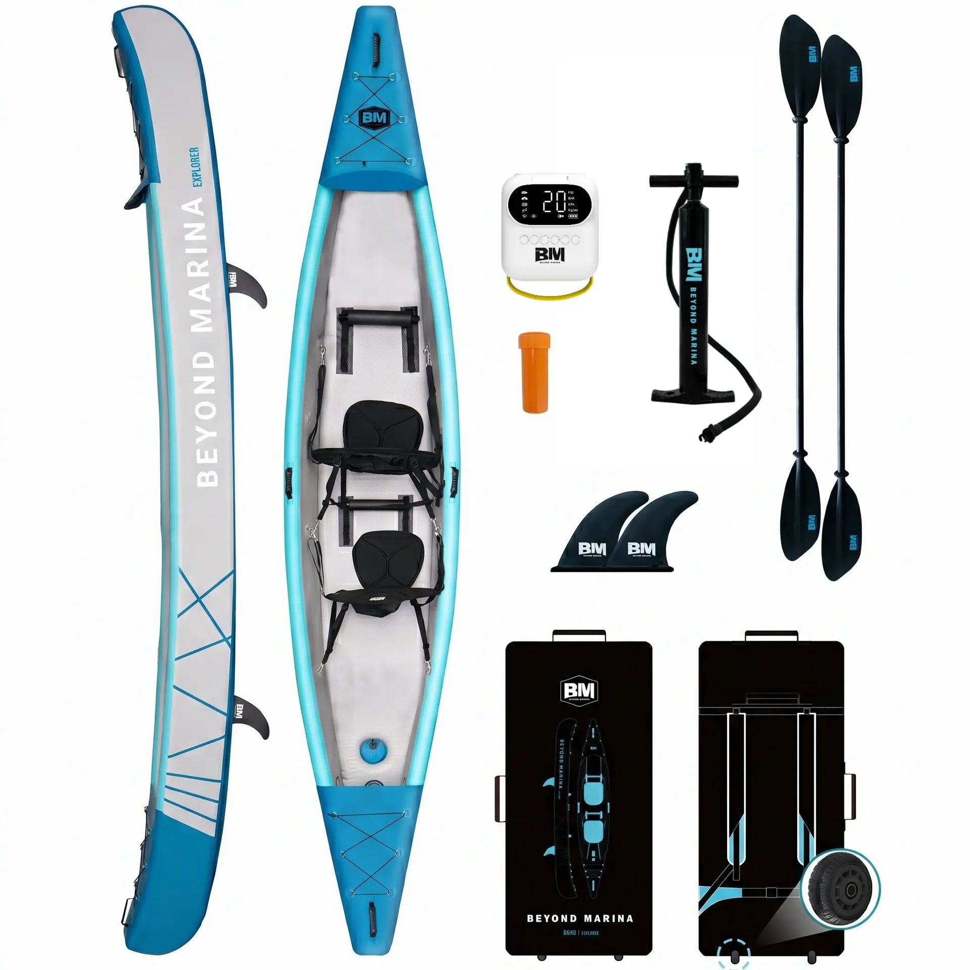 Beyond Marina Explorer 13'8 Inflatable Kayak 2 seats – BEYOND MARINA