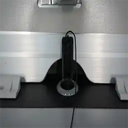 Black handheld barcode scanner.