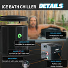 Black cylindrical cold plunge tub chiller with anti-slip steps