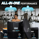 Black and orange cold plunge tub with anti-slip steps and smart WiFi control