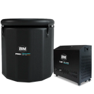 Black portable ice bath tub with water chiller for full-body immersion therapy