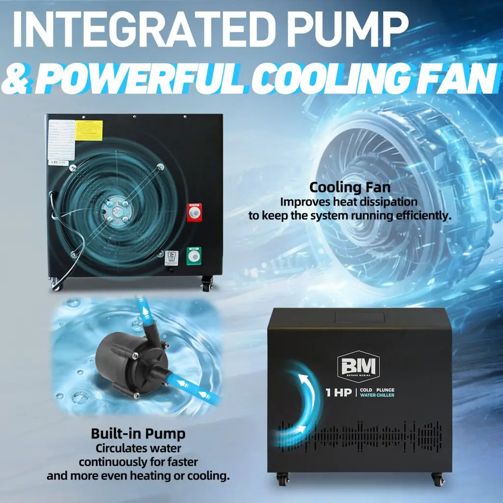 Deep round design ice bath tub with 1 HP BVI chiller and pump