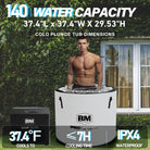 Deep round ice bath tub with white ribbed BVI Pro Ice Tub Lite for full-body soak