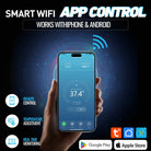 Smart WiFi app-controlled AC remote on phone for deep round ice bath tub