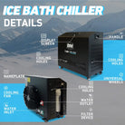 Deep round inflatable ice bath with 1 HP chiller, handle, wheels