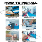 Blue and white inflatable paddleboard with electric fin, 160W motor, carbon fiber