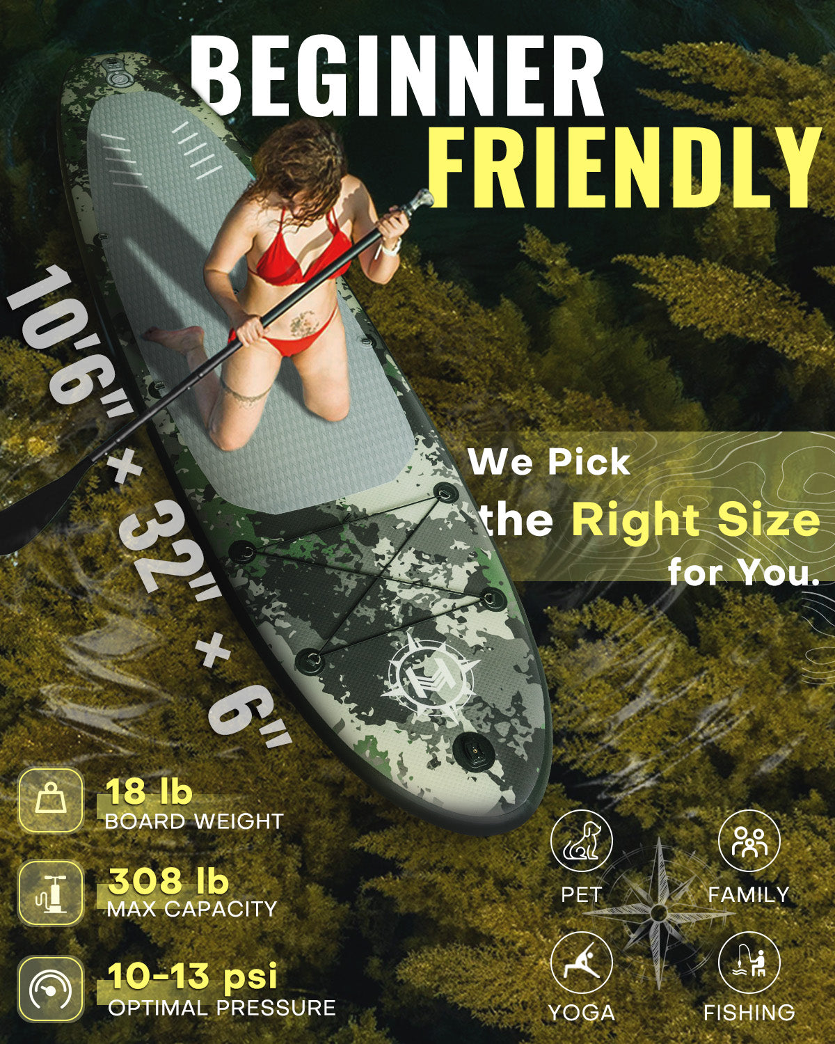 10'6" Inflatable SUP Board - Camouflage | Heyboard - BEYOND MARINA