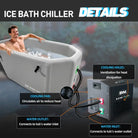 Full-body inflatable ice bath tub chiller with cooling fan and ice cubes