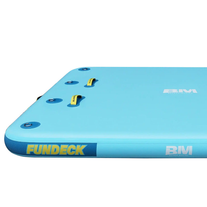 Inflatable blue floating platform.