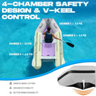 Titan inflatable dinghy boat with white purple interior, four safety chambers