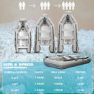 Gray inflatable dinghy boat with black trim and molded seating