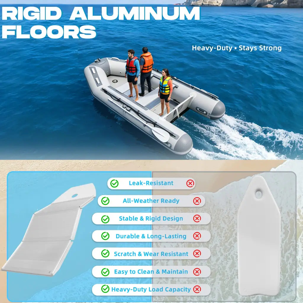 Titan silver inflatable dinghy boat with aluminum floors, 3 sizes