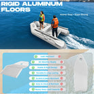 Gray inflatable dinghy boat with rigid aluminum floors and white paddle - Titan