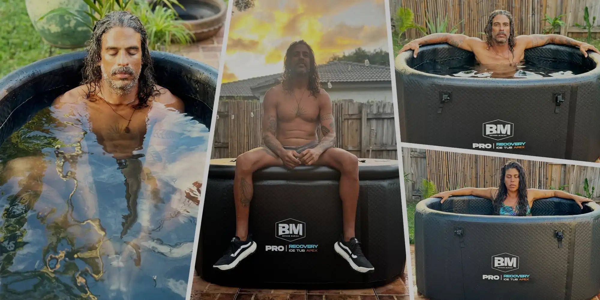 Inflatable cold plunge tubs.