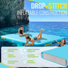 Light blue Hundeck inflatable dock with easy setup drop-stitch construction