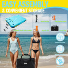 Blue inflatable dock with ladder for easy setup air dock