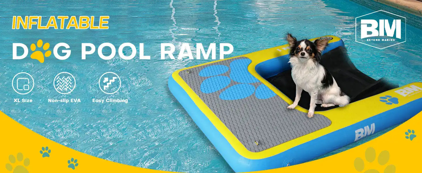 Inflatable dog pool ramp.