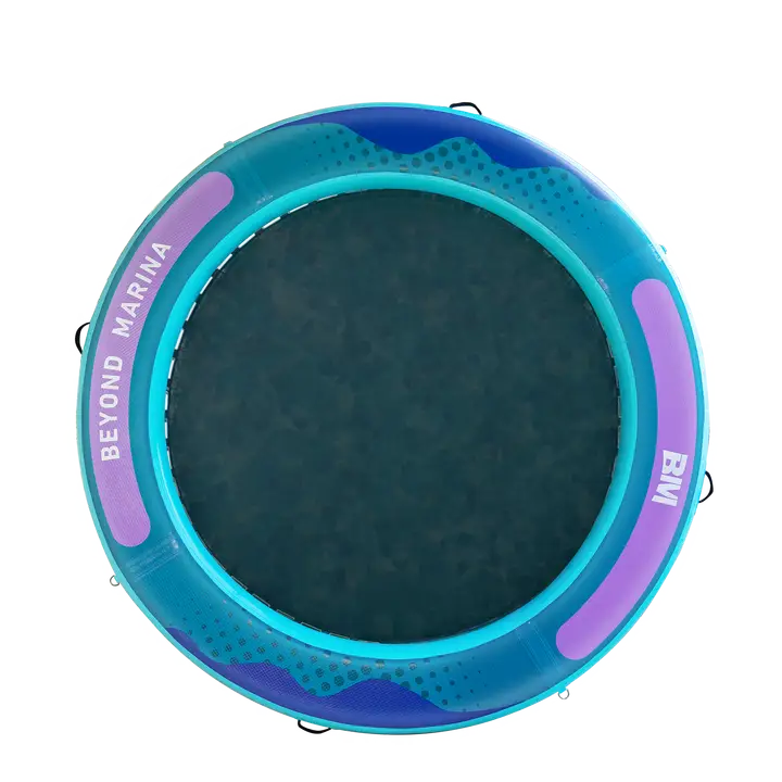 Blue and purple inflatable floating platform 8x6x6 with repair kit