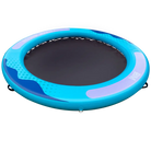 Blue round inflatable floating platform with patterned padding, ideal as a float dock