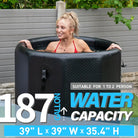 Black inflatable ice bath tub with drop stitch material and handles