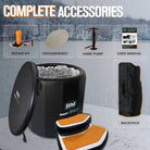 Inflatable ice bath with anti-slip steps for safe cold plunge and accessories included