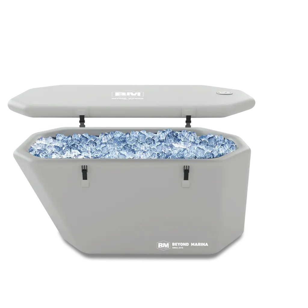 Inflatable Ice Tub ArcticEdge Pro with ice and open lid for pro icebath elite use