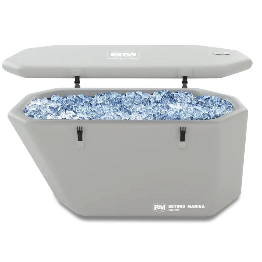 Inflatable Ice Tub ArcticEdge Pro with ice and open lid for pro icebath elite use