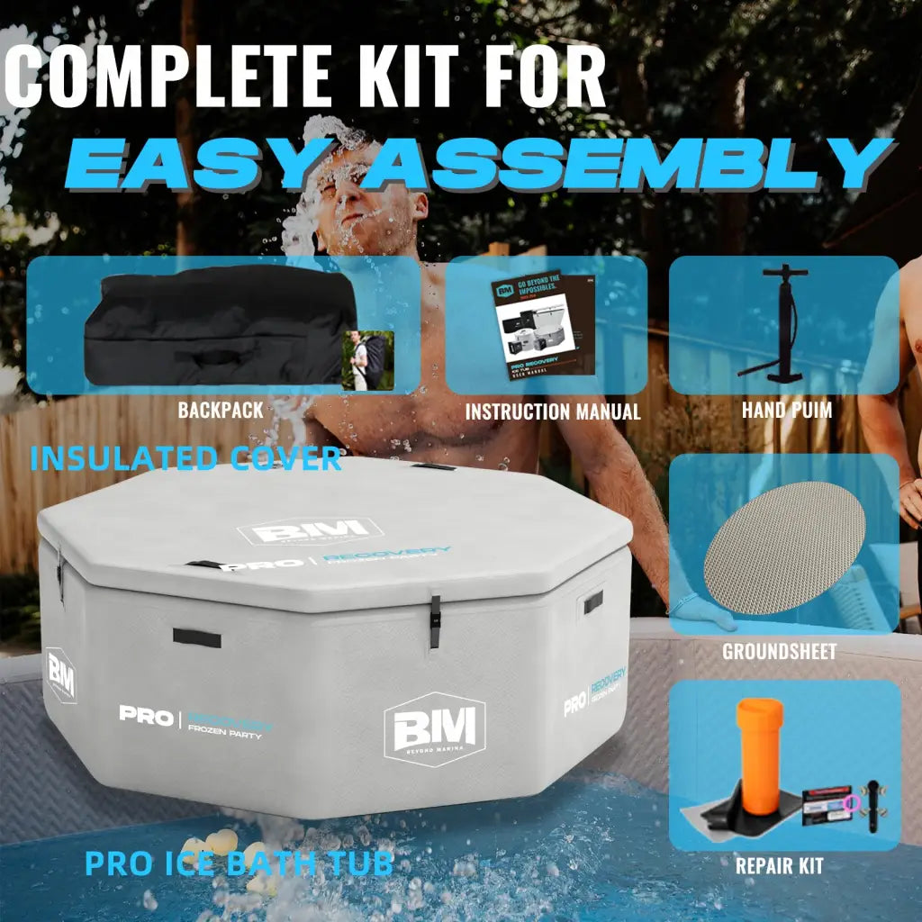 Inflatable HyperChill OctaPlunge ice tub with cover for portable insulated cooling