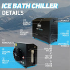 Inflatable ice tub with deep oval design, 1 HP Black BM chiller, quiet operation